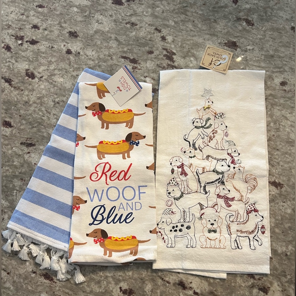 Dog-Themed Kitchen Towels Set (NWT)